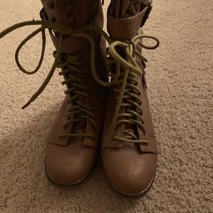 Tan combat boots